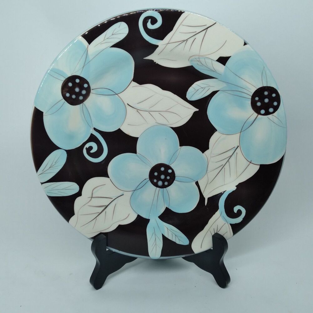Laurie Gates "EMMA BLUE" Round Floral 9" Salad Plate READ DESC
